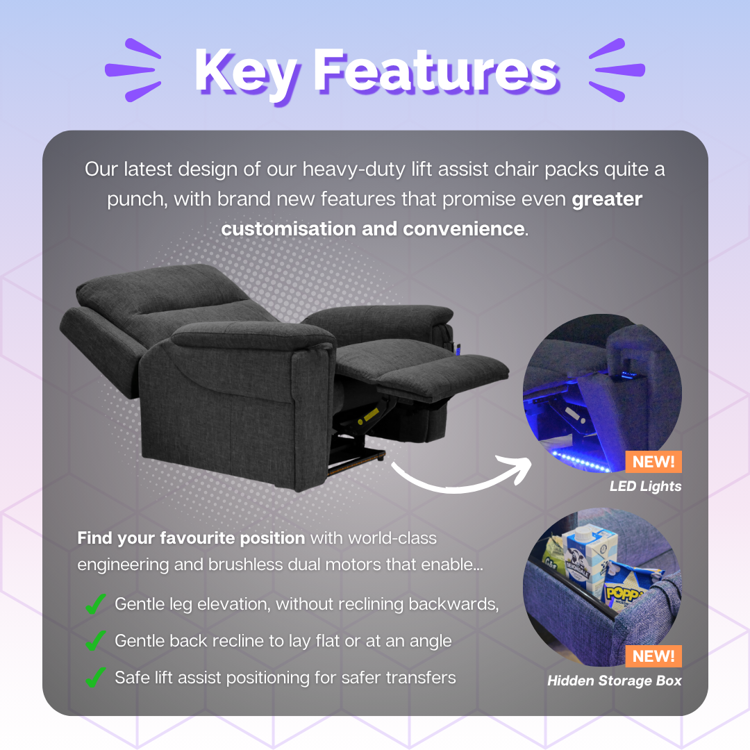 BIG DADDY Recliner Chair | Heavy Duty Motor | Lift Assist up to 250 KG